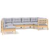 vidaXL Salon de jardin 6 pcs avec coussins gris bois de pin