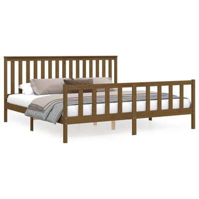 vidaXL Cadre de lit avec tête de lit marron miel bois de pin massif