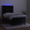 vidaXL Sommier &agrave; lattes de lit matelas et LED Noir 90x190 cm Velours