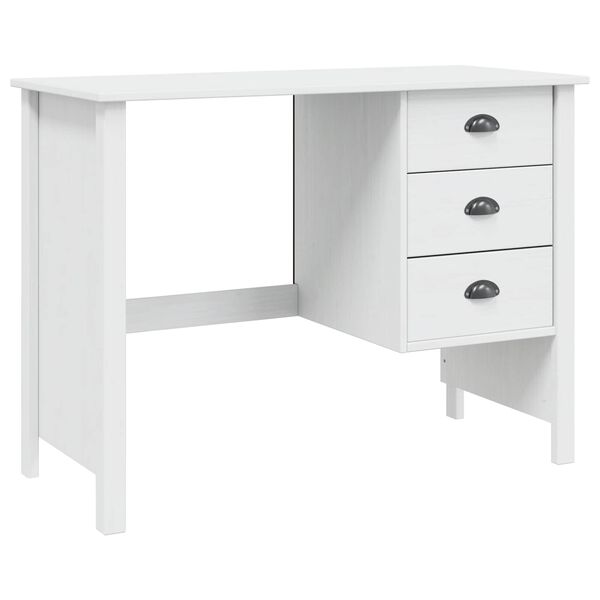 vidaXL Bureau avec tiroirs Hill Blanc 100 x 45 x 74 cm Pin massif