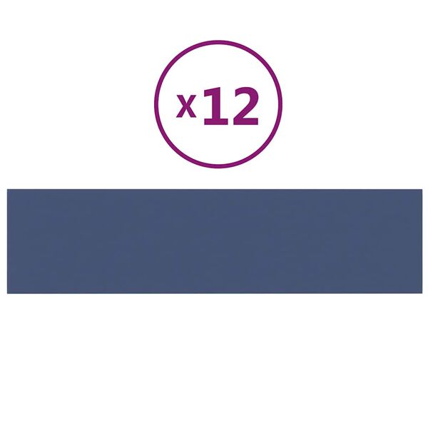 vidaXL Panneaux muraux 12 pcs Bleu 60x15 cm Tissu 1,08 m²