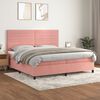 vidaXL Sommier &agrave; lattes de lit avec matelas Rose 200x200 cm Velours