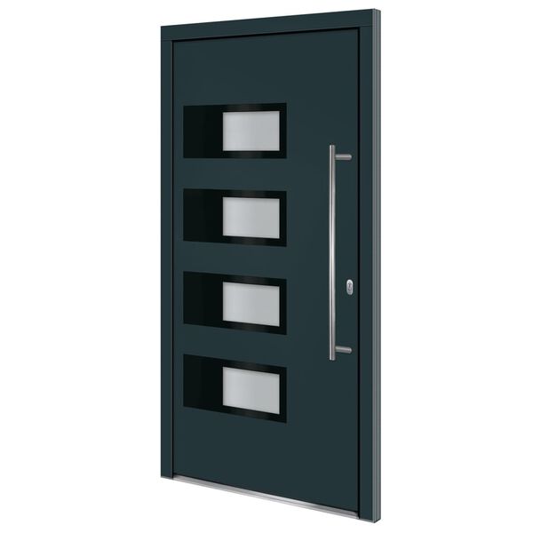 vidaXL Porte d'entr&eacute;e Anthracite 100x200 cm Aluminium et PVC