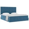 vidaXL Lit de Rangement avec matelas Bleu fonc&eacute; 200 x 200 cm Velours