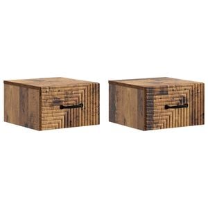 vidaXL Cabinet de chevet mural 2 pi&egrave;ces Bois ancien 34,5 x 33 x 20 cm