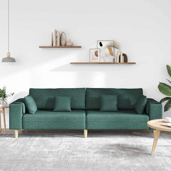 vidaXL Sofa en tissu avec coussin Vert foncé 208 cm tissu