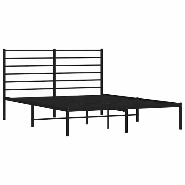 vidaXL Cadre de lit m&eacute;tal sans matelas avec t&ecirc;te de lit noir 140x190cm