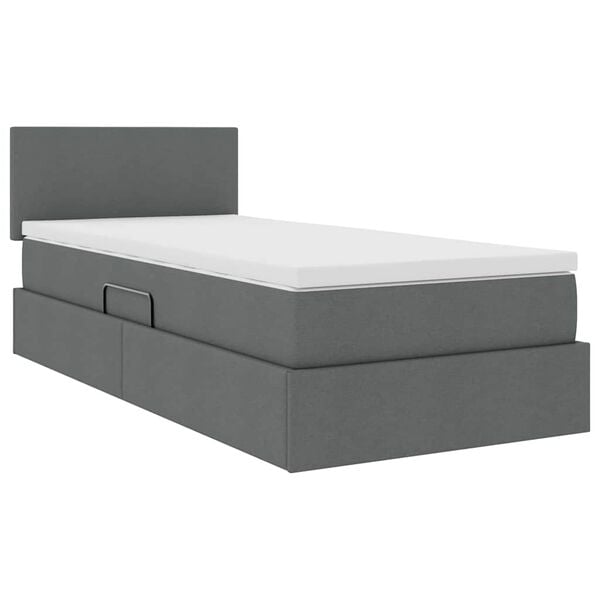vidaXL Lit avec rangement et matelas Gris fonc&eacute; 90 x 190 cm
