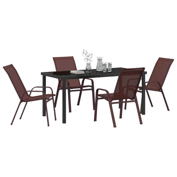 vidaXL Ensemble de salle &agrave; manger pour jardin 5 pcs Marron et Noir