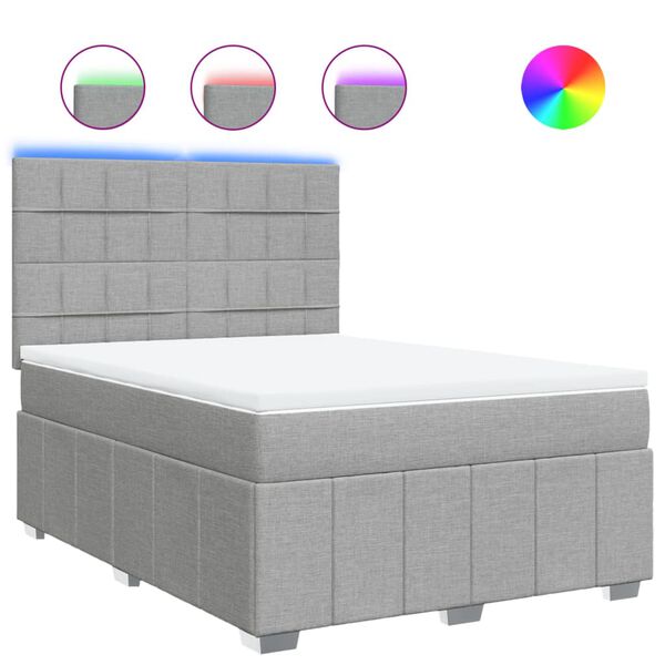 vidaXL Sommier &agrave; lattes de lit avec matelas Gris clair 160x200cm Tissu