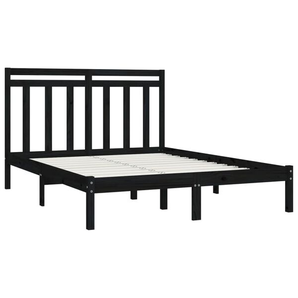 vidaXL Cadre de lit sans matelas noir 150x200 cm bois massif