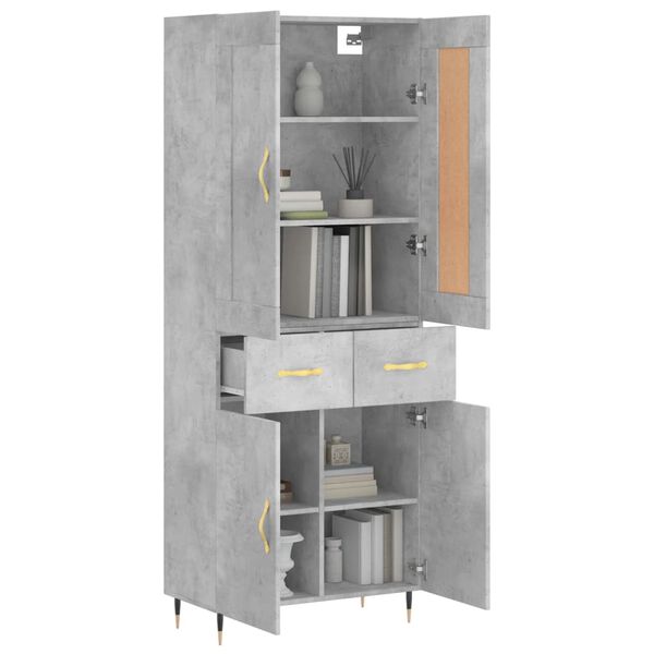 vidaXL Buffet haut Gris b&eacute;ton 69,5x34x180 cm Bois d'ing&eacute;nierie