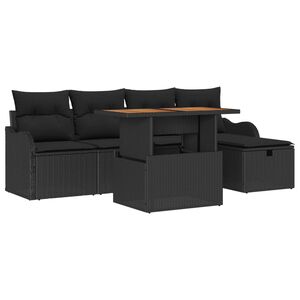 vidaXL Ensemble de canap&eacute; de jardin 6 pcs Noir polyrotin