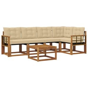 vidaXL Ensemble de canap&eacute;s d'ext&eacute;rieur 6 pc Naturel et Beige