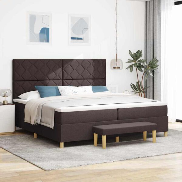 vidaXL Lit &agrave; ressorts avec matelas Marron fonc&eacute; 200 x 200 cm tissu