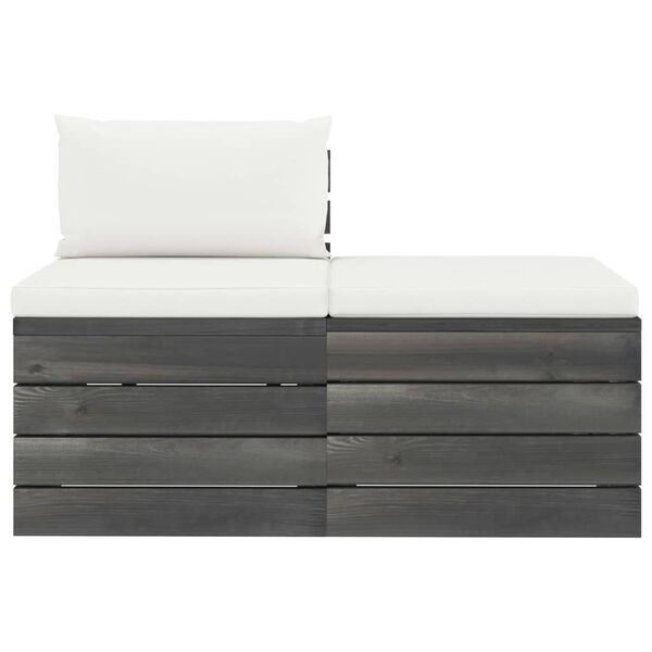 vidaXL Salon palette de jardin 2 pcs avec coussins Bois de pin massif