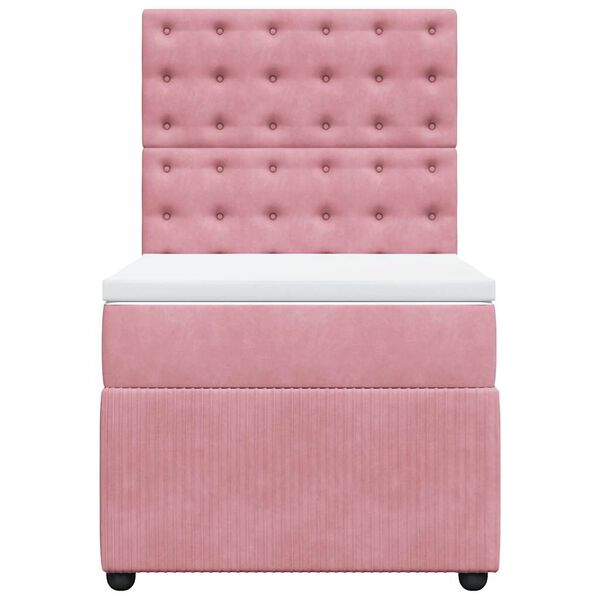 vidaXL Sommier &agrave; lattes de lit avec matelas Rose 90x190 cm Velours
