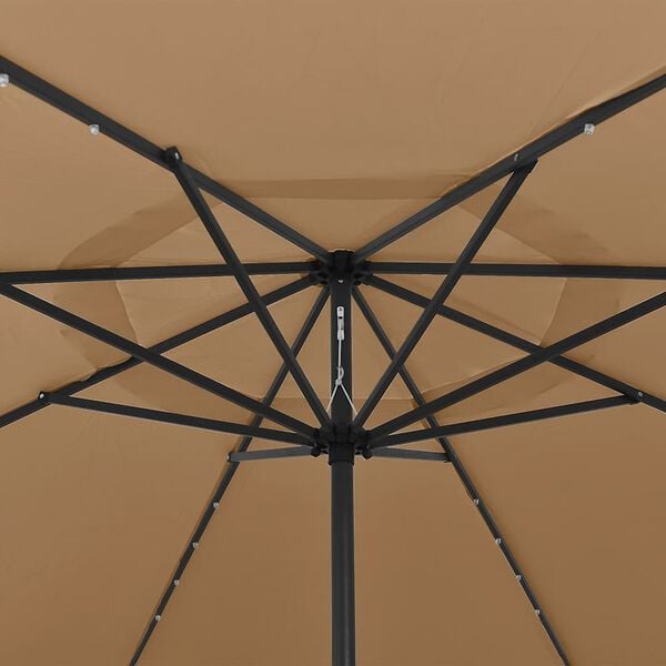 vidaXL Parasol de jardin avec lumi&egrave;res LED et m&acirc;t en m&eacute;tal 400cm taupe