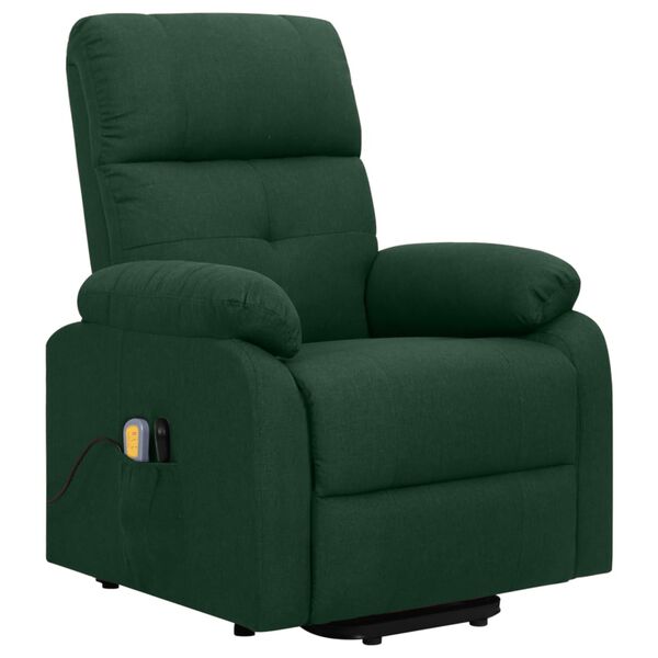 vidaXL Fauteuil de massage Vert fonc&eacute; Tissu