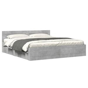 vidaXL Cadre de lit t&ecirc;te de lit sans matelas gris b&eacute;ton 200x200 cm