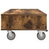 vidaXL Table d'appoint avec roues Ch&ecirc;ne fum&eacute; 90 x 50 x 30 cm