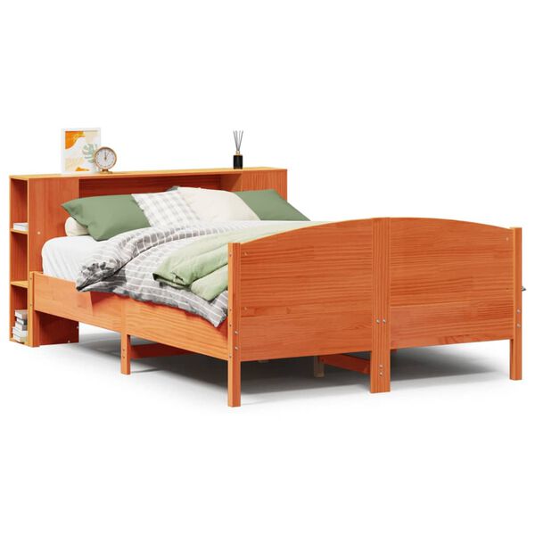 vidaXL Lit biblioth&egrave;que sans matelas cire marron 150x200 cm pin massif