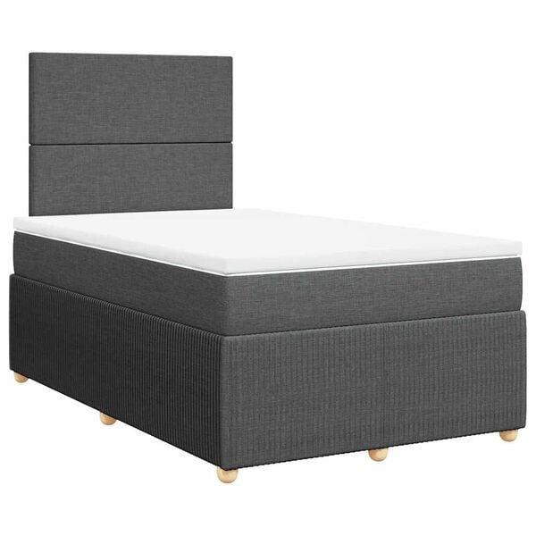 vidaXL Sommier &agrave; lattes de lit avec matelas Gris fonc&eacute; 120x200cm Tissu
