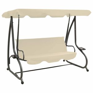 vidaXL Balancelle d'ext&eacute;rieur avec auvent Blanc sable