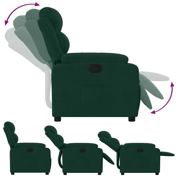 vidaXL Fauteuil inclinable vert fonc&eacute; velours