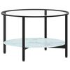 vidaXL Table &agrave; th&eacute; Noir et marbre blanc 70 cm Verre tremp&eacute;