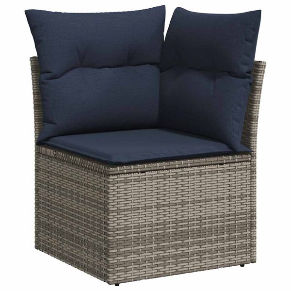 vidaXL Salon de jardin 11 pcs avec coussins gris r&eacute;sine tress&eacute;e