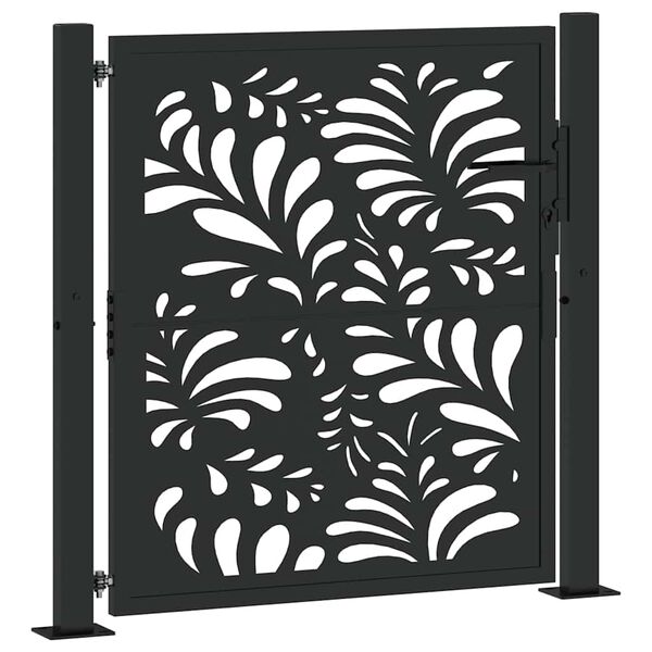 vidaXL Portail de jardin noir 100x100 cm acier conception de vagues