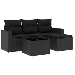vidaXL Salon de jardin 5 pcs avec coussins noir r&eacute;sine tress&eacute;e