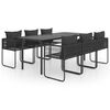 vidaXL Ensemble &agrave; manger de jardin 7 pcs PVC r&eacute;sine tress&eacute;e noir