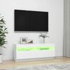 vidaXL Meuble TV avec lumières LED Blanc 100x35x40 cm