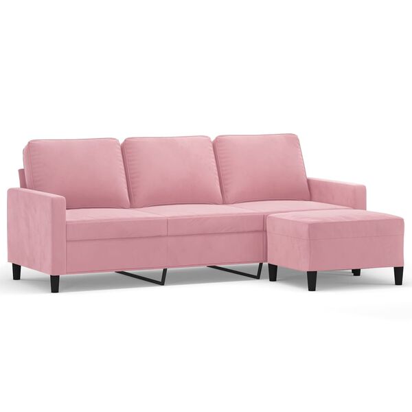 vidaXL Canap&eacute; &agrave; 3 places avec repose-pieds Rose 180 cm Velours