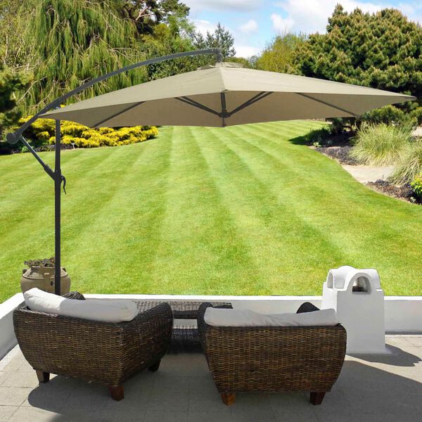 HI Parasol de jardin en porte-&agrave;-faux beige 3 m UV50+
