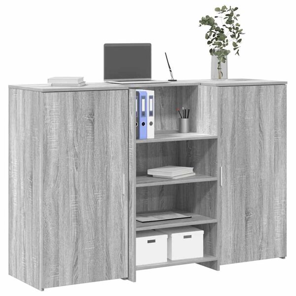 vidaXL Bureau de r&eacute;ception sonoma gris 155x50x103,5 cm bois ing&eacute;nierie