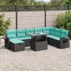 vidaXL Salon de jardin avec coussins 9 pcs gris r&eacute;sine tress&eacute;e acacia