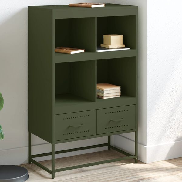 vidaXL Buffet haut vert olive 68x39 x111,5 cm acier