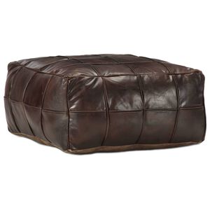vidaXL Pouf 60 x 60 x 30 cm Marron fonc&eacute; Cuir v&eacute;ritable de ch&egrave;vre