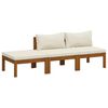 vidaXL Salon de jardin 3 pcs avec coussin cr&egrave;me Bois d'acacia solide