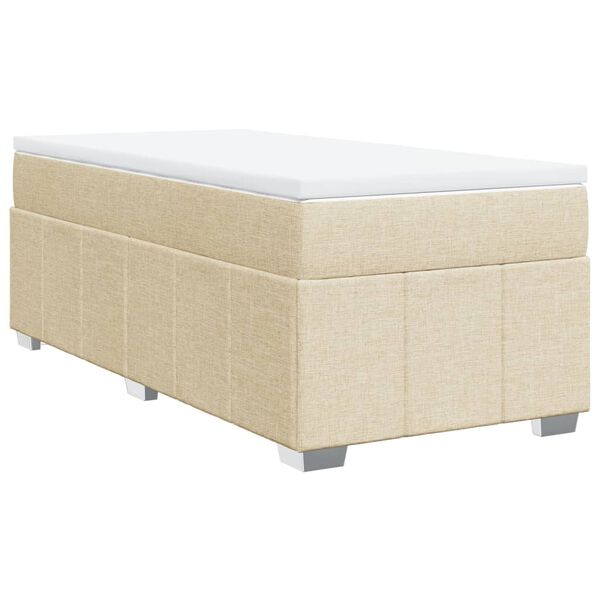 vidaXL Sommier &agrave; lattes de lit avec matelas Cr&egrave;me 90x200 cm Tissu