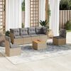 vidaXL Salon de jardin avec coussins 7pcs m&eacute;lange beige r&eacute;sine tress&eacute;e