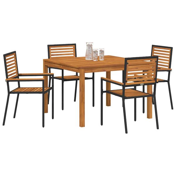 vidaXL Ensemble de salle à manger pour jardin 5 pcs Noir Poly rotin