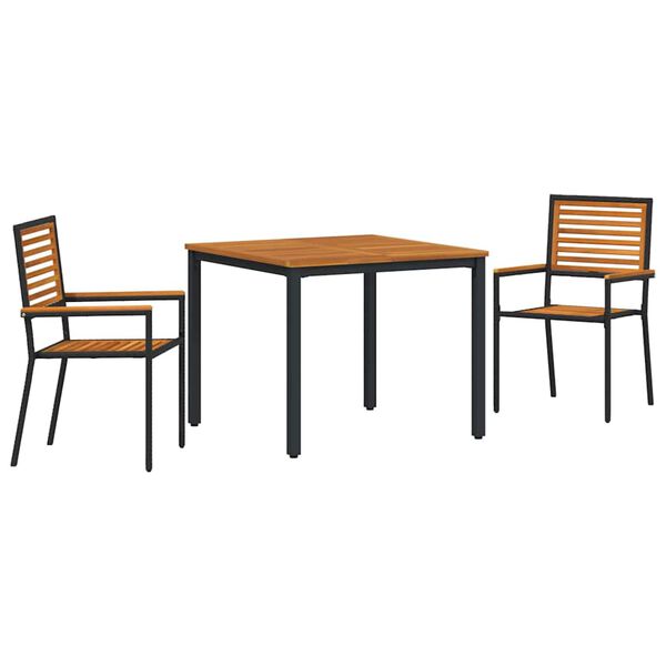 vidaXL Ensemble de salle &agrave; manger pour jardin 3 pcs Noir et Marron