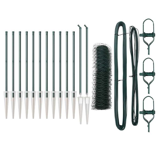 vidaXL Poteau de cl&ocirc;ture. Vert 25 x 0,5 m (maille de 36 mm) Acier