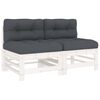 vidaXL Canap&eacute;s centraux avec coussins 2 pcs blanc bois de pin massif