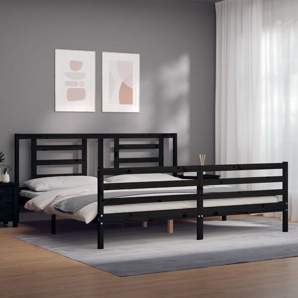 vidaXL Cadre de lit sans matelas noir 200x200 cm bois massif