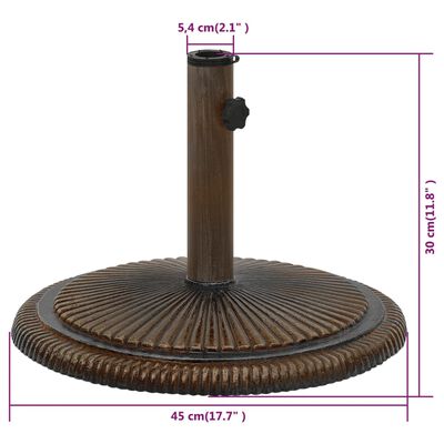 vidaXL Socle de parasol Bronze 45x45x30 cm Fonte